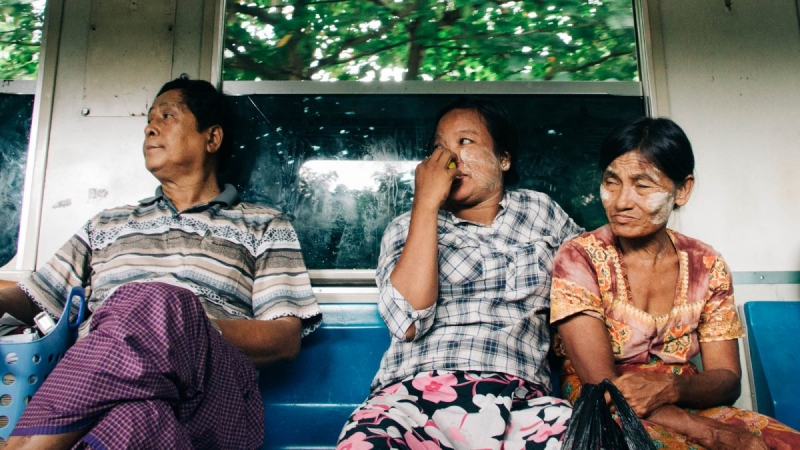 Passengers on Yangon Circle Train