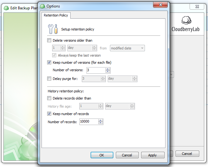 Cloudberry-backup-retention